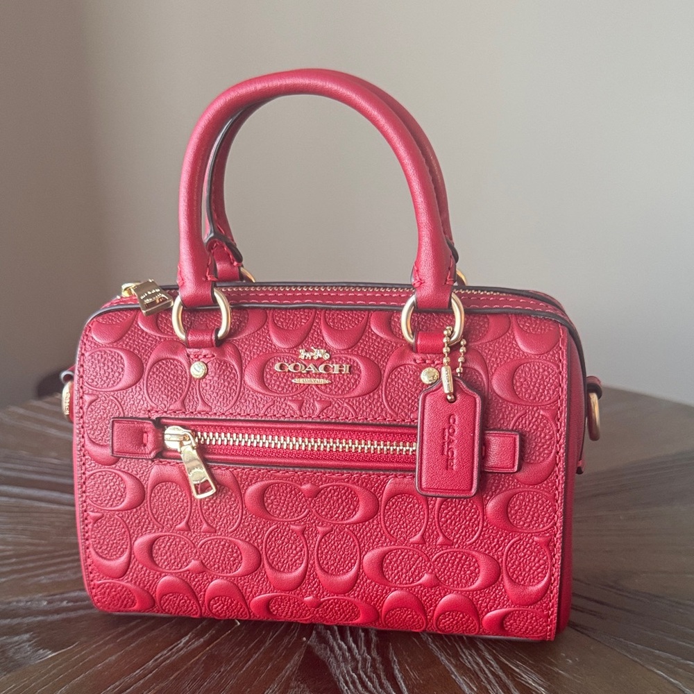 Coach Embossed Red Satchel
